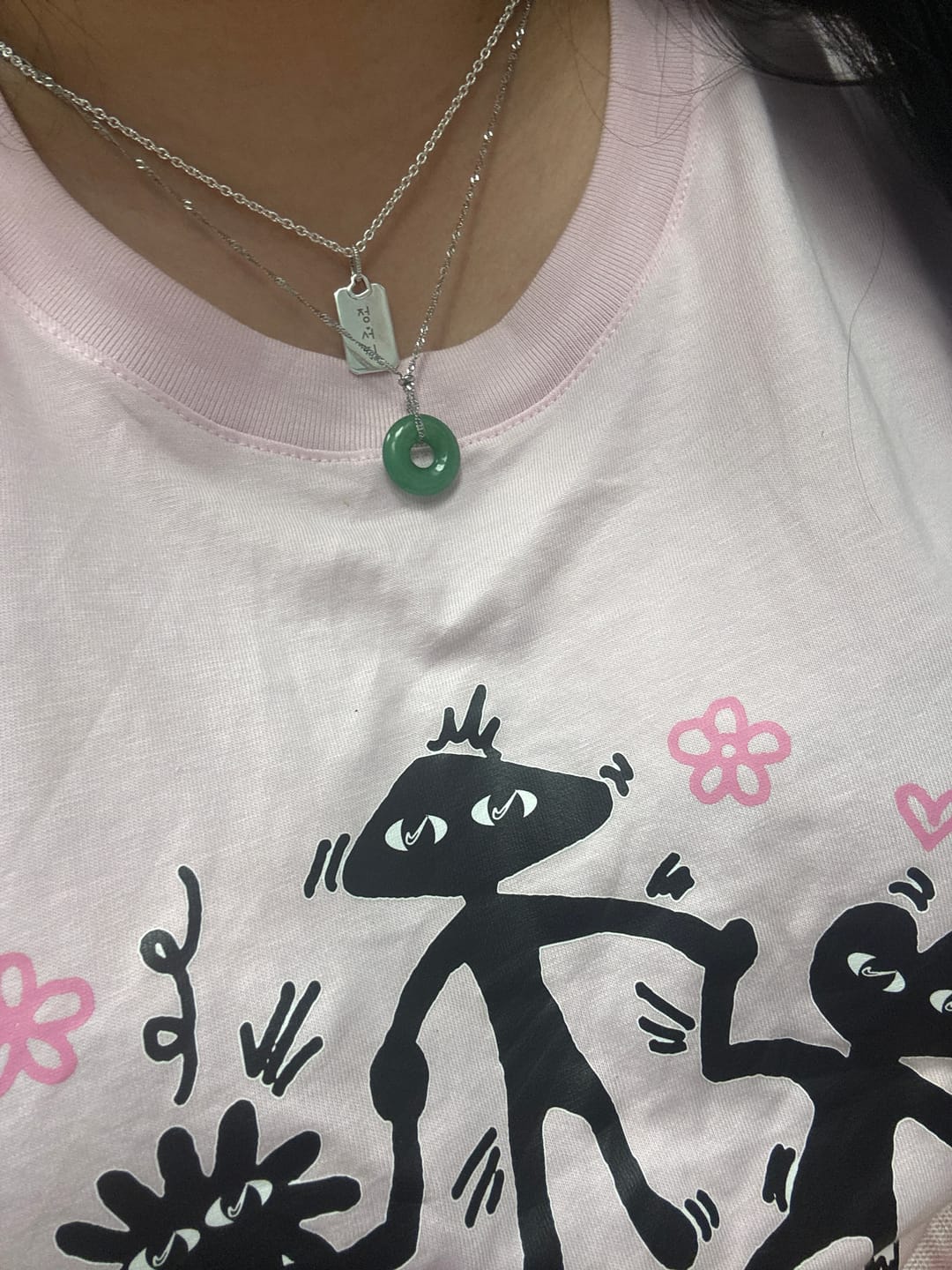 Customer photo review of Jade Coin Necklace