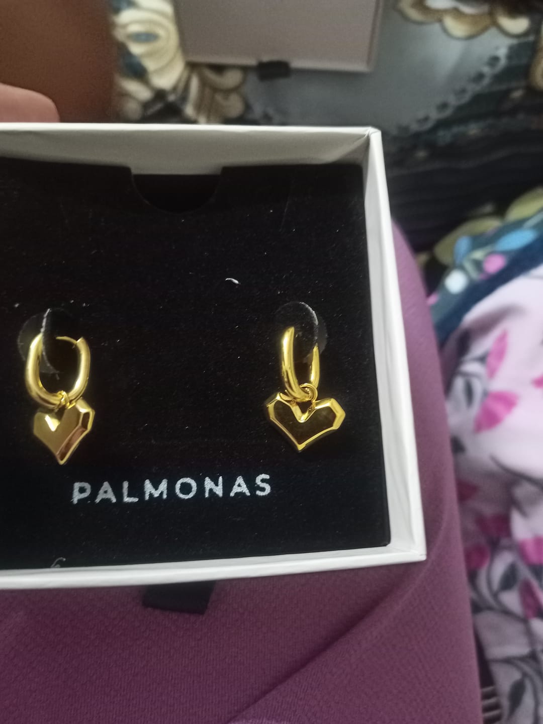 Customer photo review of Peripheral Heart Earrings