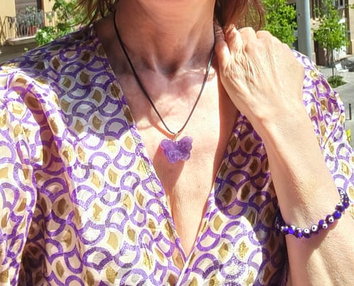 Customer photo review of Colgante Mariposa de Amatista || Relajación - Intuición