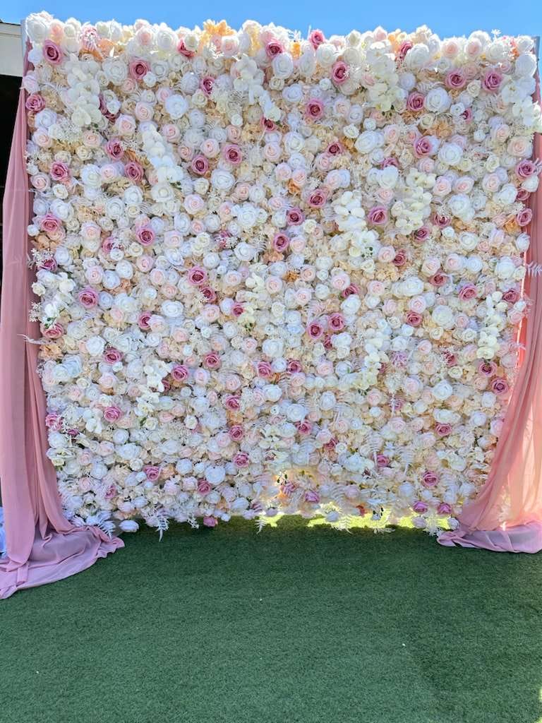 Customer photo review of AliFlowers 5D Champagne White Rose Flower Wall for Wedding Backdrop ALFWL029