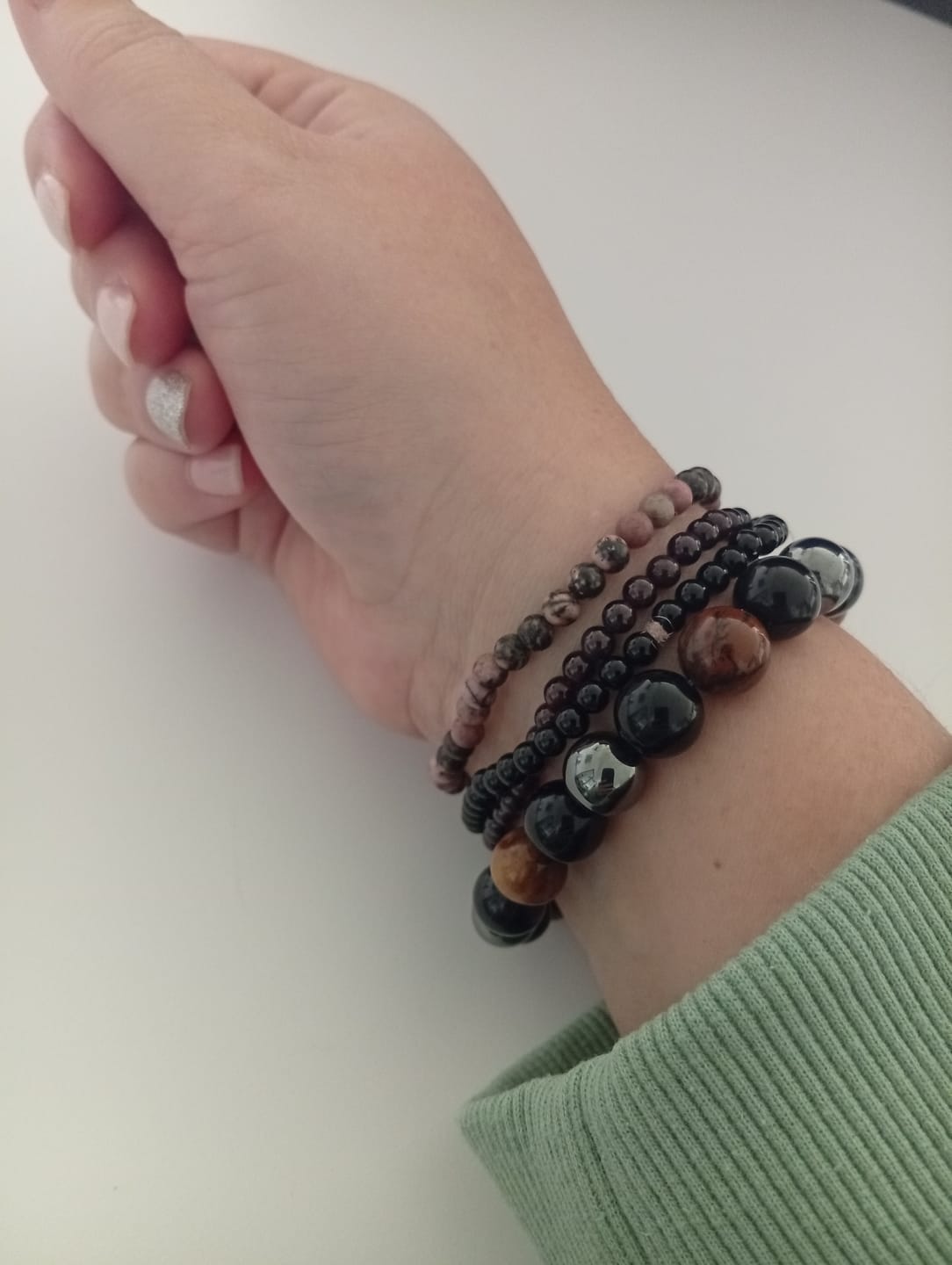 Customer photo review of DREIFACHER SCHÜTZER Tigerauge - Hämatit - Schwarzer Obsidian