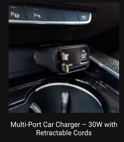 Customer photo review of Multi-Port Car Charger – 30W with Retractable Cords