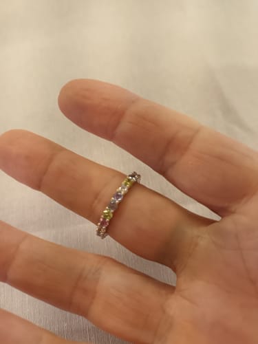 Customer photo review of Anello Tennis in Zirconi Arcobaleno Colori Pastello