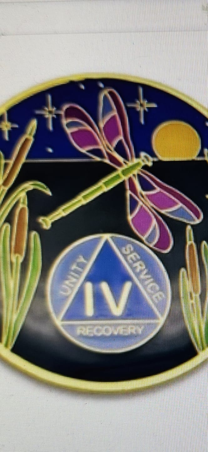 Customer photo review of 1 to 60 Year Dragonfly 9th Step Specialty AA Recovery Medallion - Tri-Plated Chip/Coin
