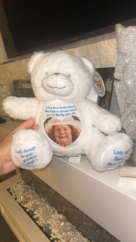 Customer photo review of Design a Personalised Angel Teddy Bear – Add Your Photo, Name or Message