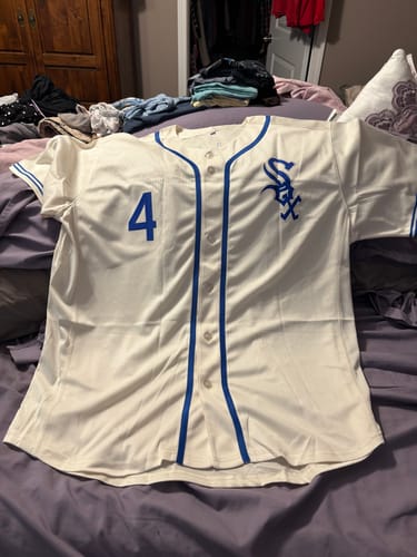 Customer photo review of Custom Cream Red-Navy Classic Style Authentic Baseball Jersey