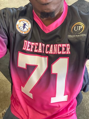 Customer photo review of Custom Black Pink Gradient Fashion Personalized Authentic Football Jersey