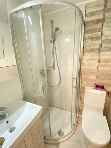 Customer photo review of SONNI Duschkabine Runddusche Schiebetür ESG Glastür 80/90/100cm Höhe 185cm /195cm Radius 55cm