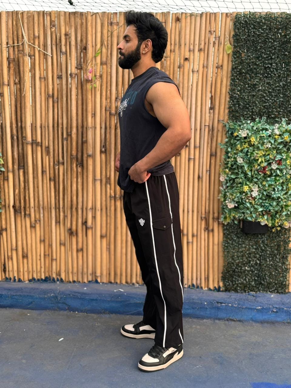 Customer photo review of LimitLess Loose Fit Track Pants (Black)