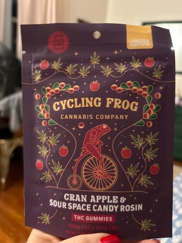 Customer photo review of Cran Apple Rosin Gummies, 10mg THC + 10mg CBD