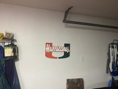 Customer photo review of Miami "Hurricanes on U" 3D Vintage Metal Wall Art