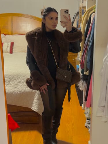 Customer photo review of KENZY-BROWN FAUX FUR COAT