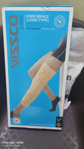 Customer photo review of Knee Brace - Long (19" Brace) | Ideal firm Knee support that limits knee motion & stabilizes the knee with mediolateral metal supports | Color - Beige