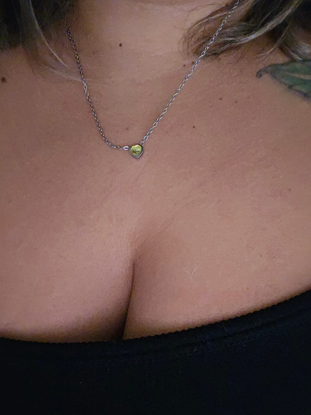 Customer photo review of Heart Birthstone Necklace