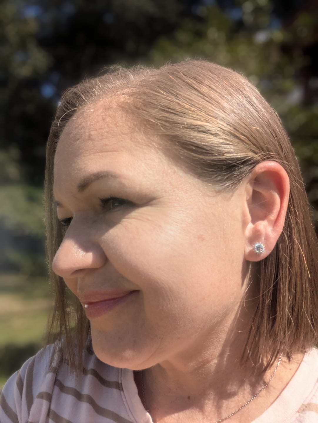 Customer photo review of Moissanite by Cate & Chloe Starla 18k Gold Plated 925 Sterling Silver Stud Earrings 1.14tcw