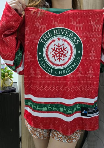 Customer photo review of Family Christmas Custom Hockey Jersey