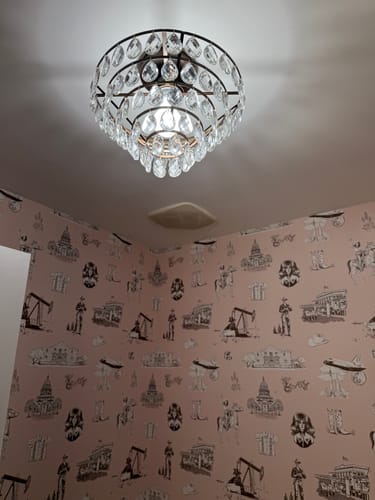 Customer photo review of Glam Faceted Crystal Round Tiered Semi Flush Mount Light