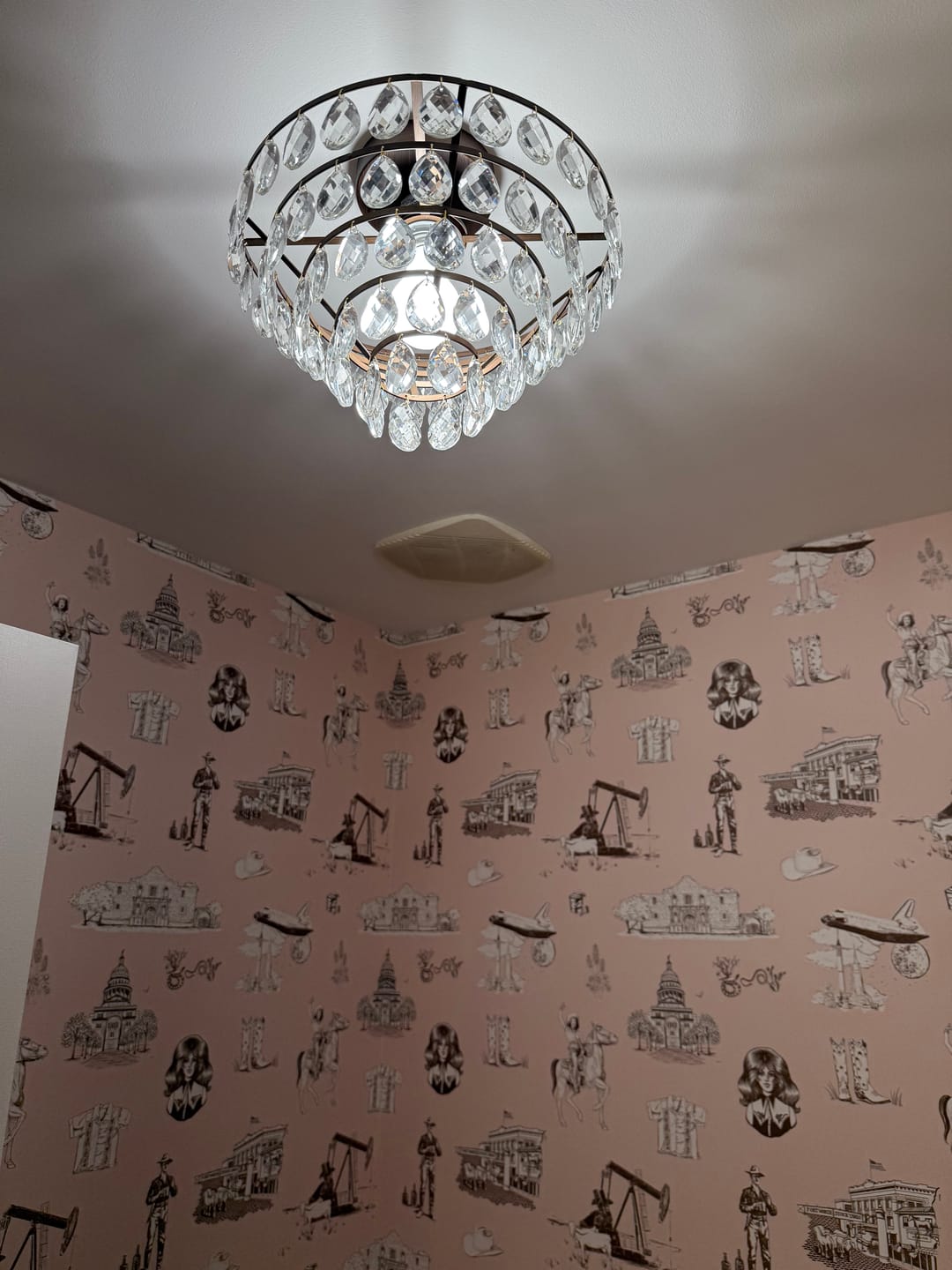 Customer photo review of Glam Faceted Crystal Round Tiered Semi Flush Mount Light