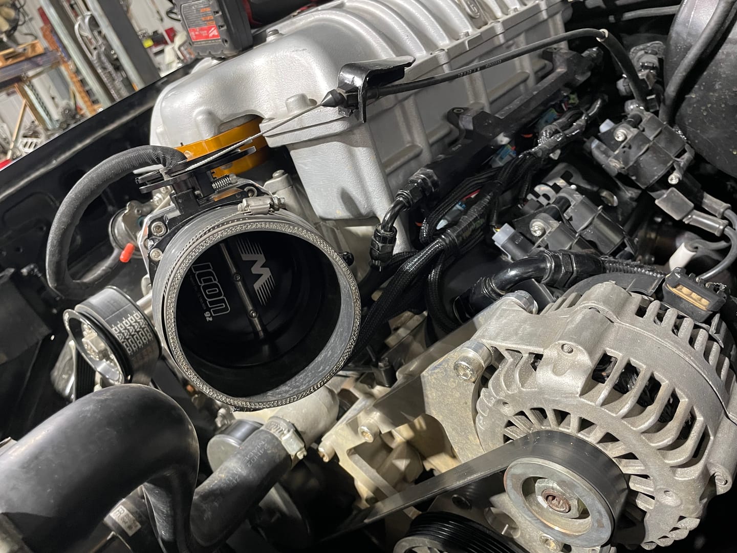 Customer photo review of ICON 92/95mm Cable Drive Throttle Body (Black) w/ Interchangeable Connection