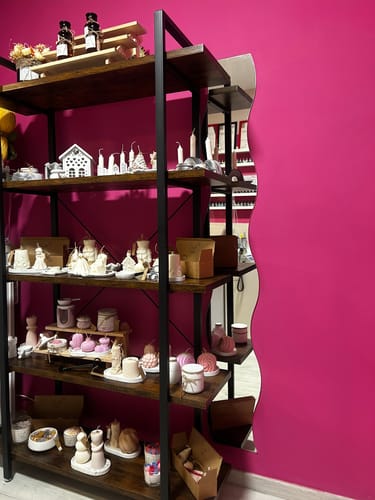 Customer photo review of Βιβλιοθήκη Γραφείου 5 Επιπέδων Ραφιέρα Μεταλλική με Ξύλινα Ράφια Σαλονιού Γραφείου   LL-S55BX