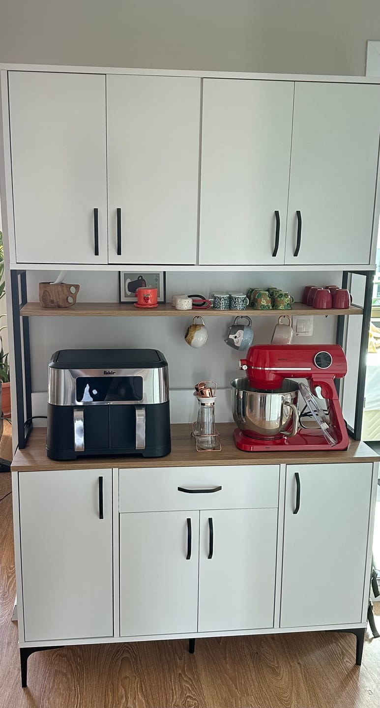 Customer photo review of Rani JE127 Çok Amaçlı Dolap 8 Kapaklı 1 Çekmeceli Kiler Mutfak Dolabı Beyaz - Sepet Ceviz