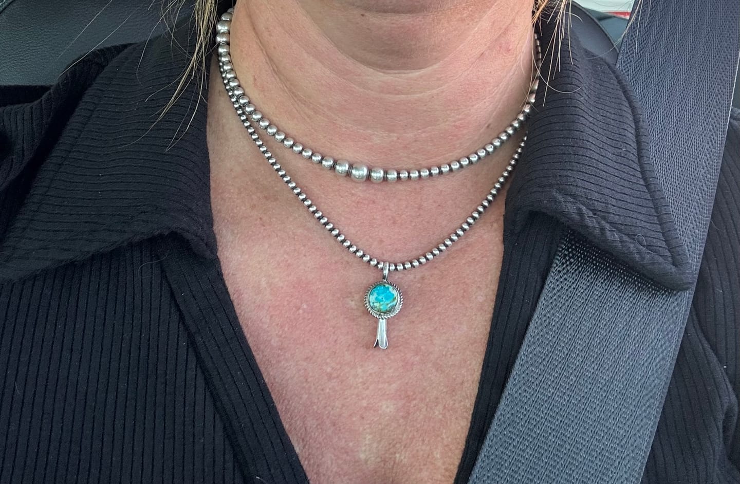 Customer photo review of Handmade Sterling Silver Multi Stone Beaded Bracelet with Signed Nizhoni