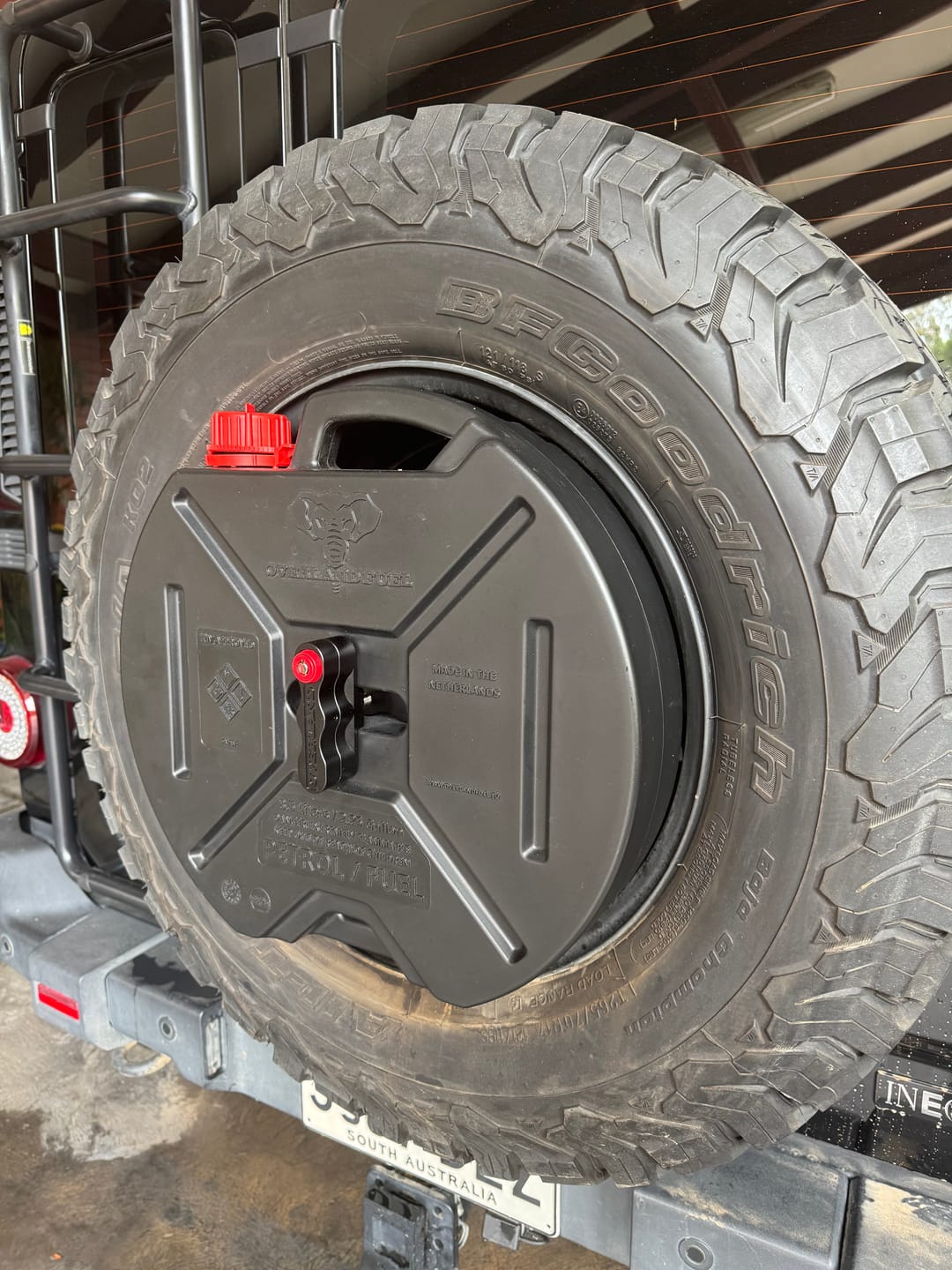 Customer photo review of Grenadier Spare Tire Rotopax Mounting Kit
