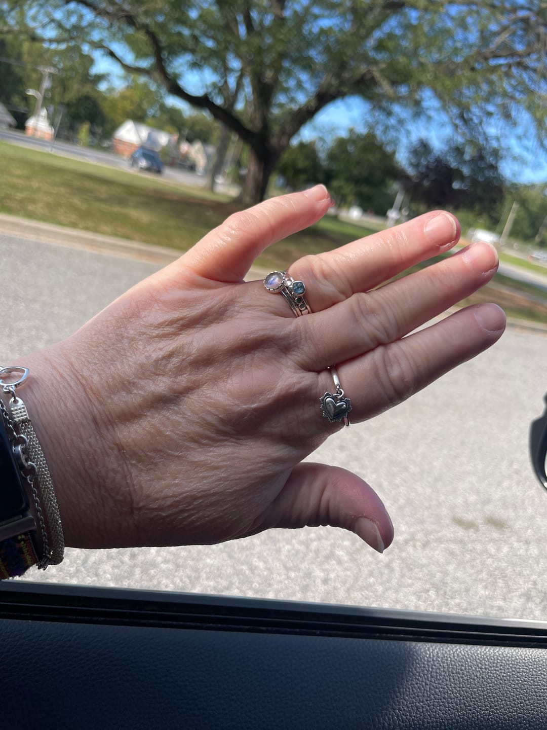 Customer photo review of Aquamarine Stacking Ring Set Sterling Silver