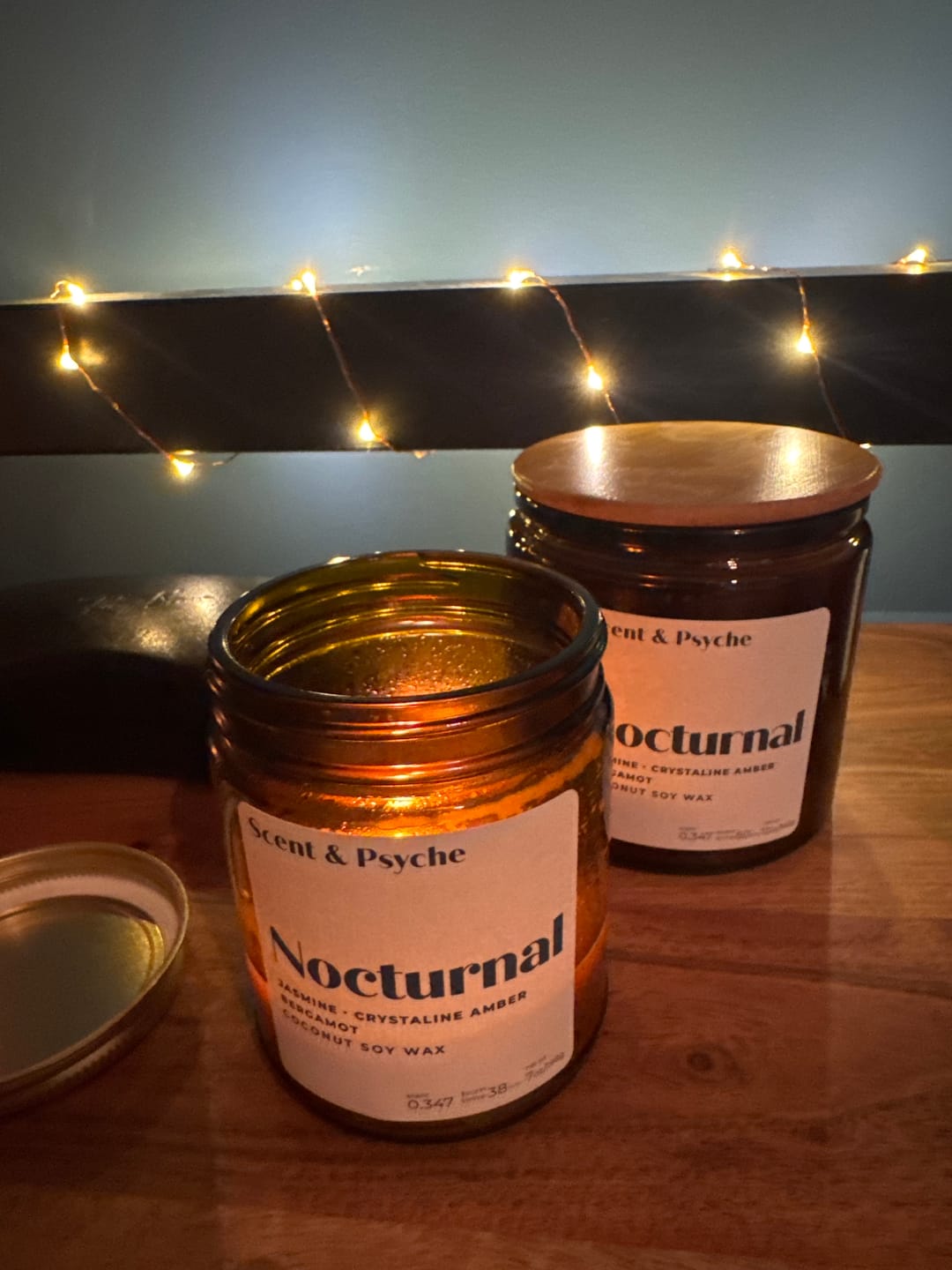 Customer photo review of Nocturnal Scented Candle - 12oz Amber Jar