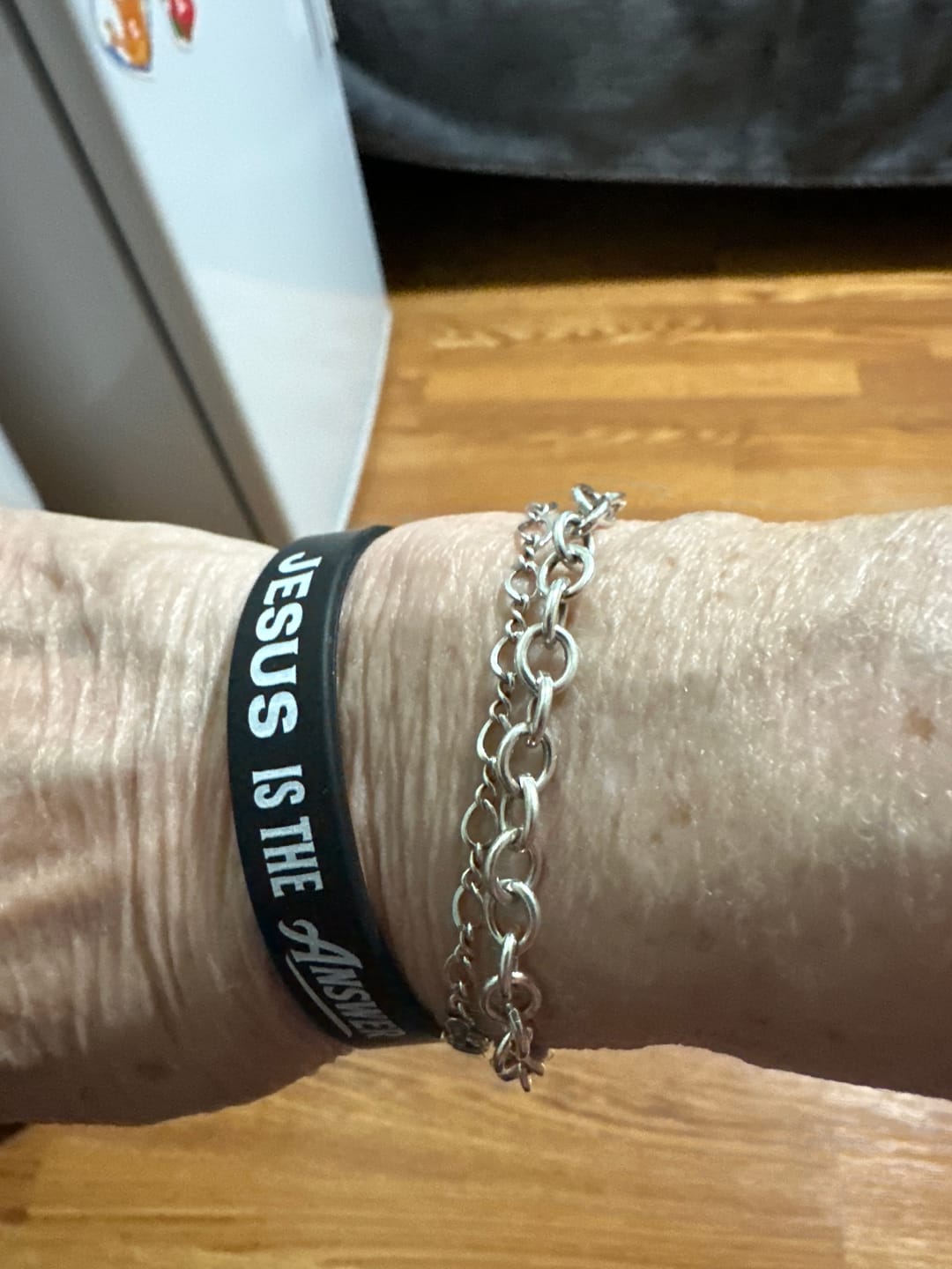 Customer photo review of Jesus Is The Answer Wristband