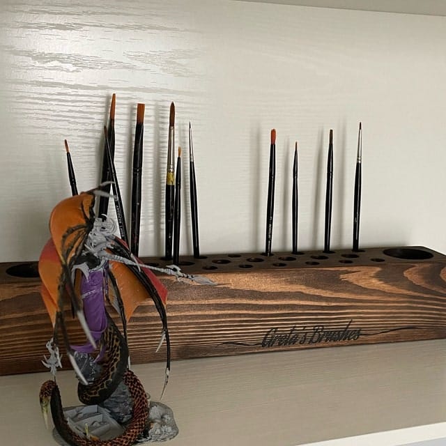 Customer photo review of Personalized Paint Brush Holder |  Handmade Wooden Gift for Artists & Painters