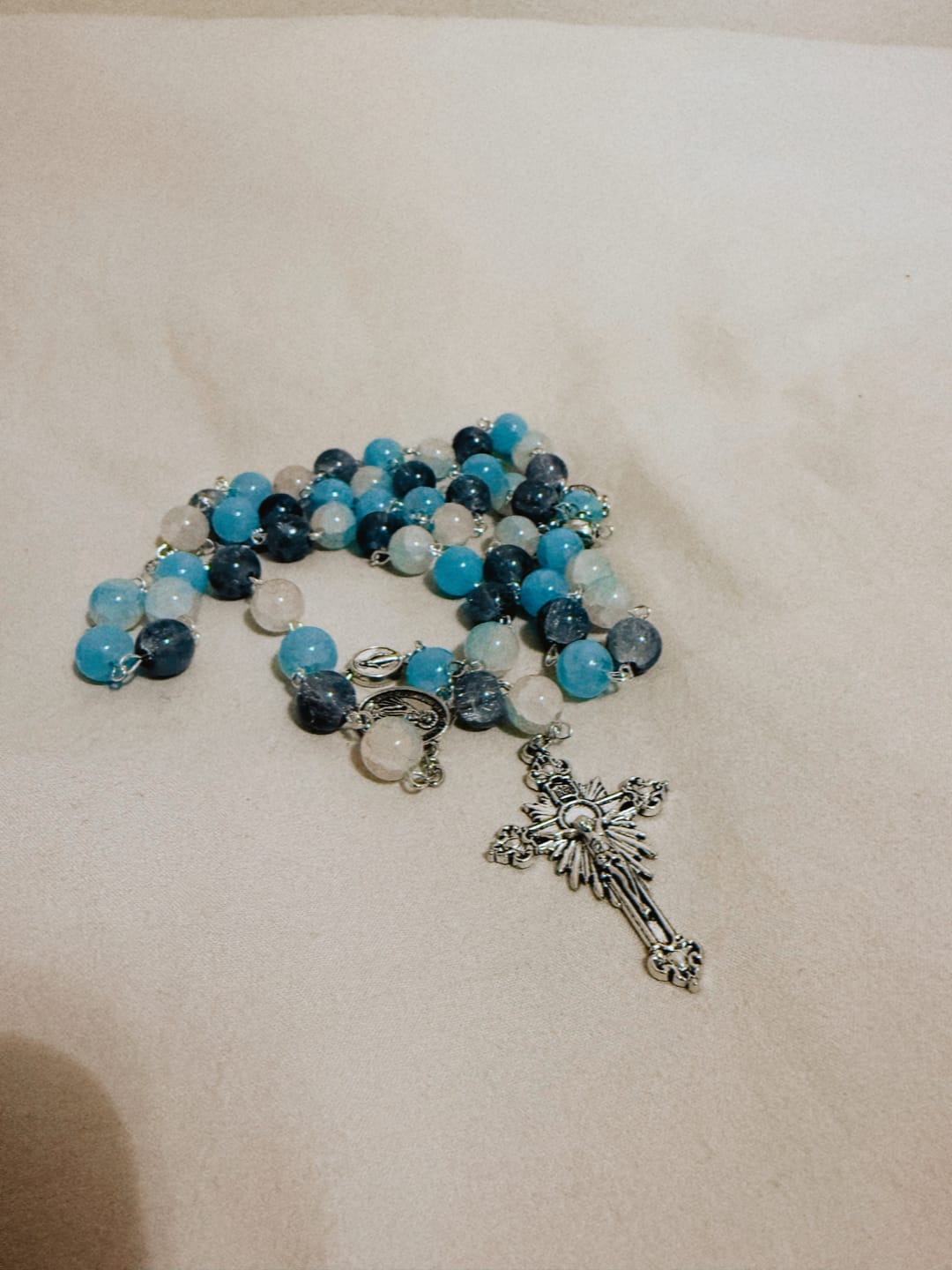 Customer photo review of FREE Today: Handmade Original Grey Blue Rosary with Miraculous Medal: A Unique Expression of Faith