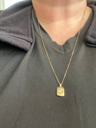 Customer photo review of White Topaz Star Set Rectangular Pendant in 9ct Yellow Gold