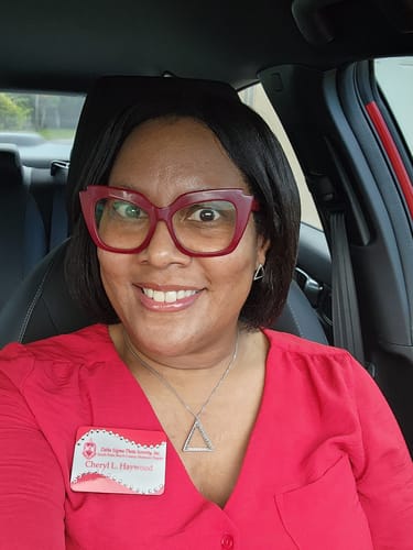 Customer photo review of Delta Sigma Theta - speckled earrings
