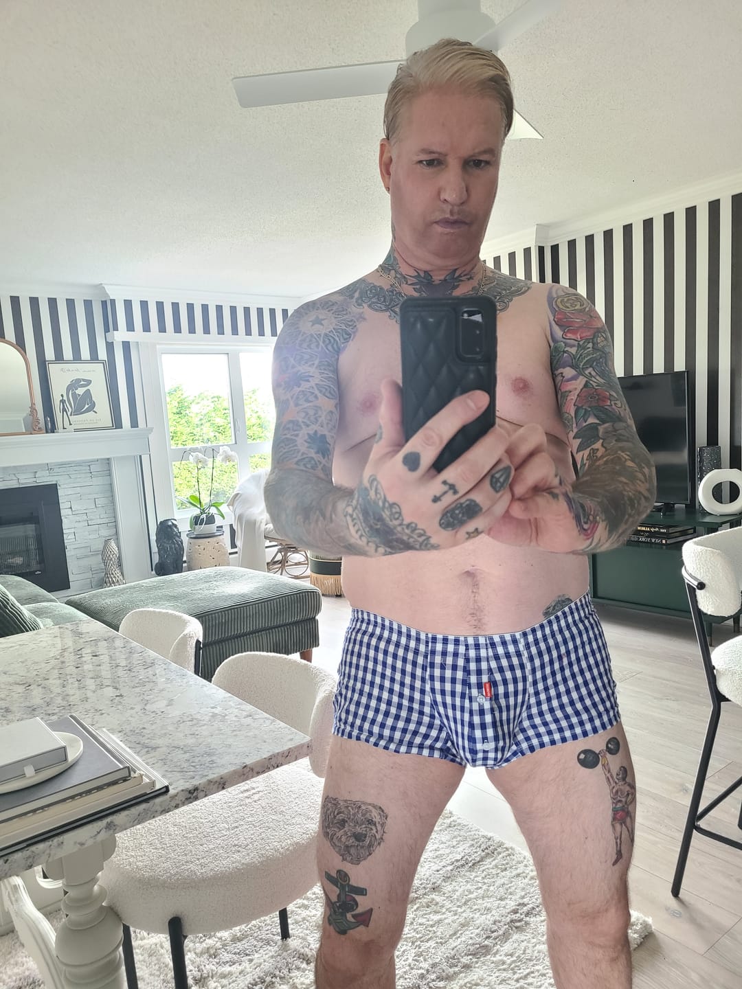 Customer photo review of Plaid 100% Cotton Men's Soft Trunks