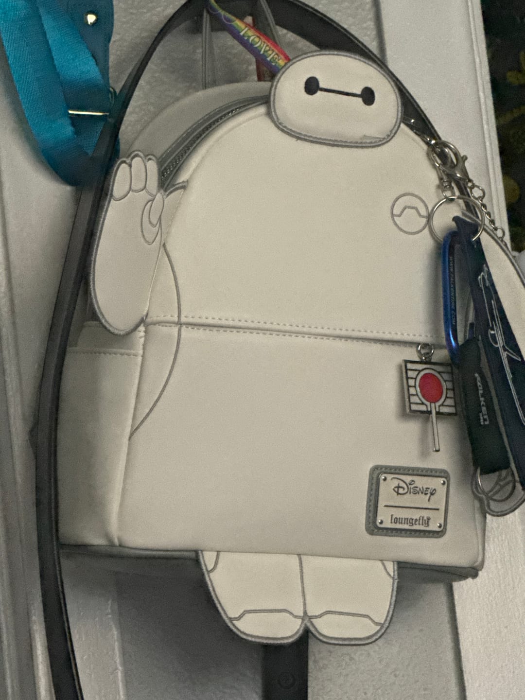 Customer photo review of Loungefly Disney Glow in the Dark Talking Baymax Mini Backpack - 707 Street Exclusive