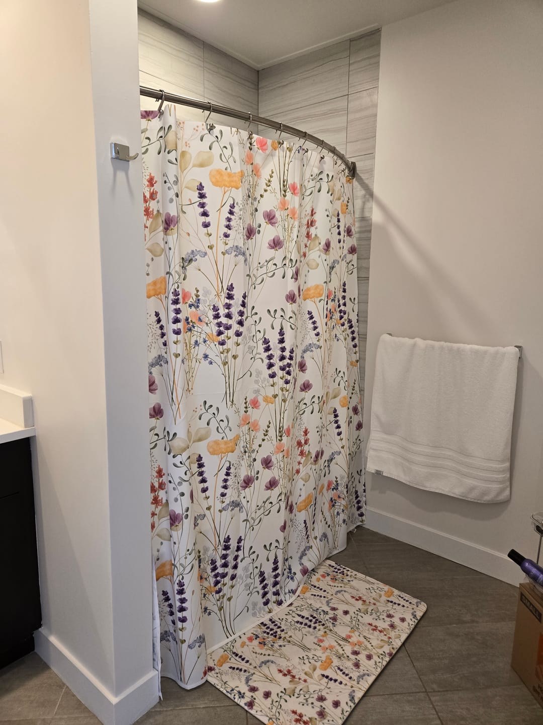 Customer photo review of Woodland  Animals Shower Curtain - Black & White