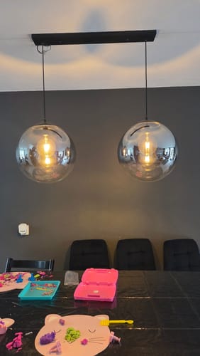 Customer photo review of Hanglamp Bubbly - 2-lichts - Smoke - Glas