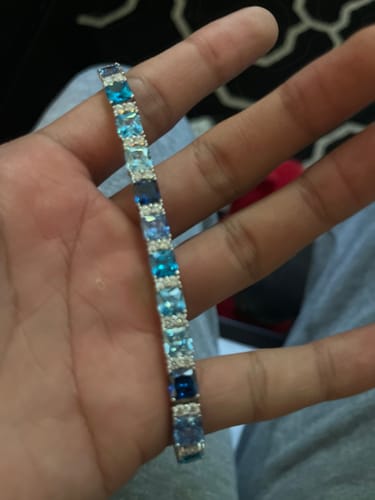 Customer photo review of MOISSANITE OCEAN BLUE STONES BRACELET.