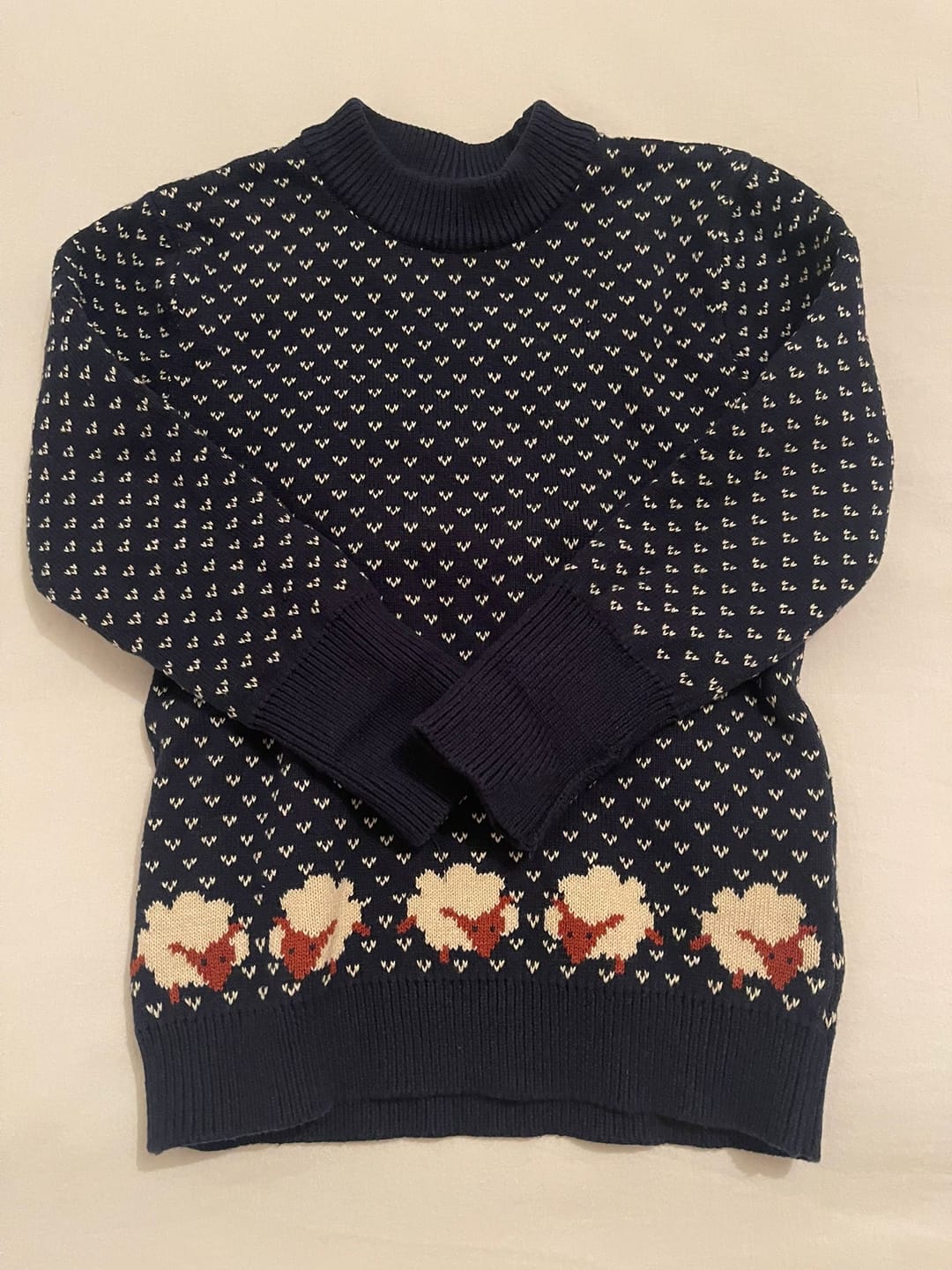 Customer photo review of Navy Sheep Snuggly Knitted Jumper