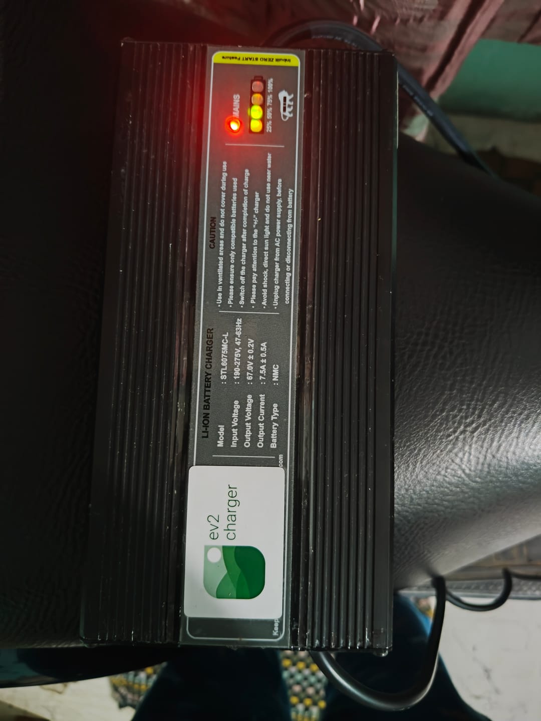 Customer photo review of Ampere 66.8V 7.5A Lithium Battery Charger - Magnus Pro, Magnus Ex, Zeal and Zeal Ex