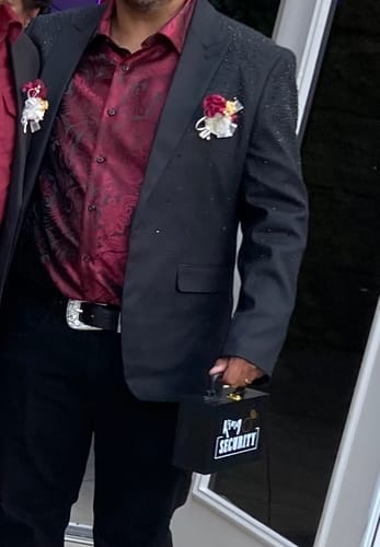 Customer photo review of Ties2you Men's Shirt Burgundy Paisley Silk Long Sleeve Button Up Wedding Shirt