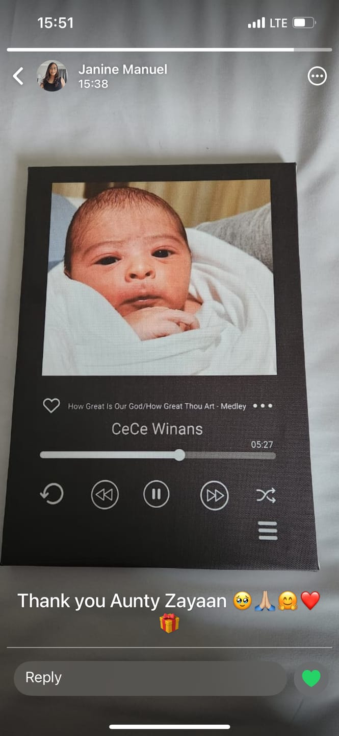 Customer photo review of Spotify Custom Song Canvas