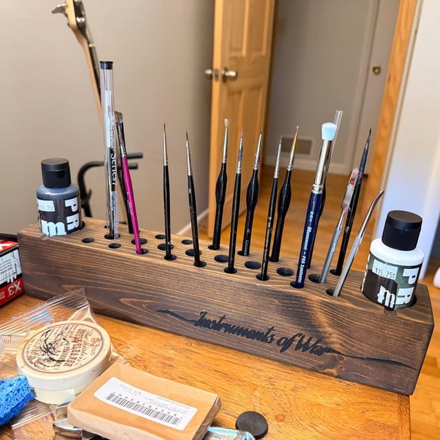 Customer photo review of Personalized Paint Brush Holder |  Handmade Wooden Gift for Artists & Painters