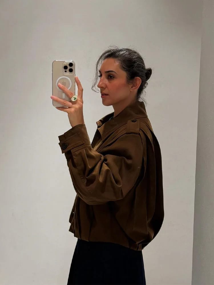 Customer photo review of Abigail Pleated Collar Jacket