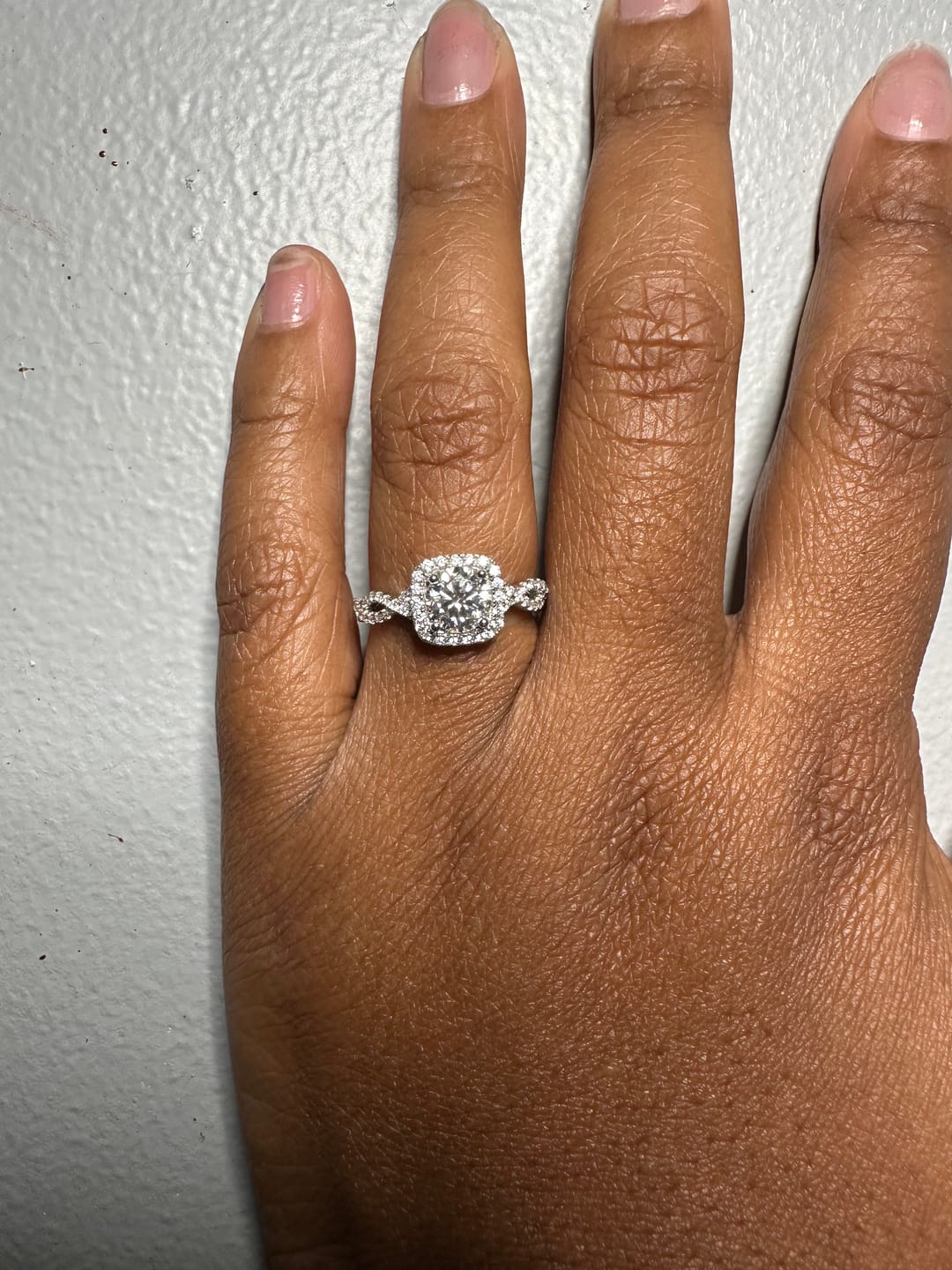 Customer photo review of Moissanite by Cate & Chloe Octavia 1.15ctw Round Cut 925 Sterling Silver 18k White Gold Plated Forever Engagement Ring