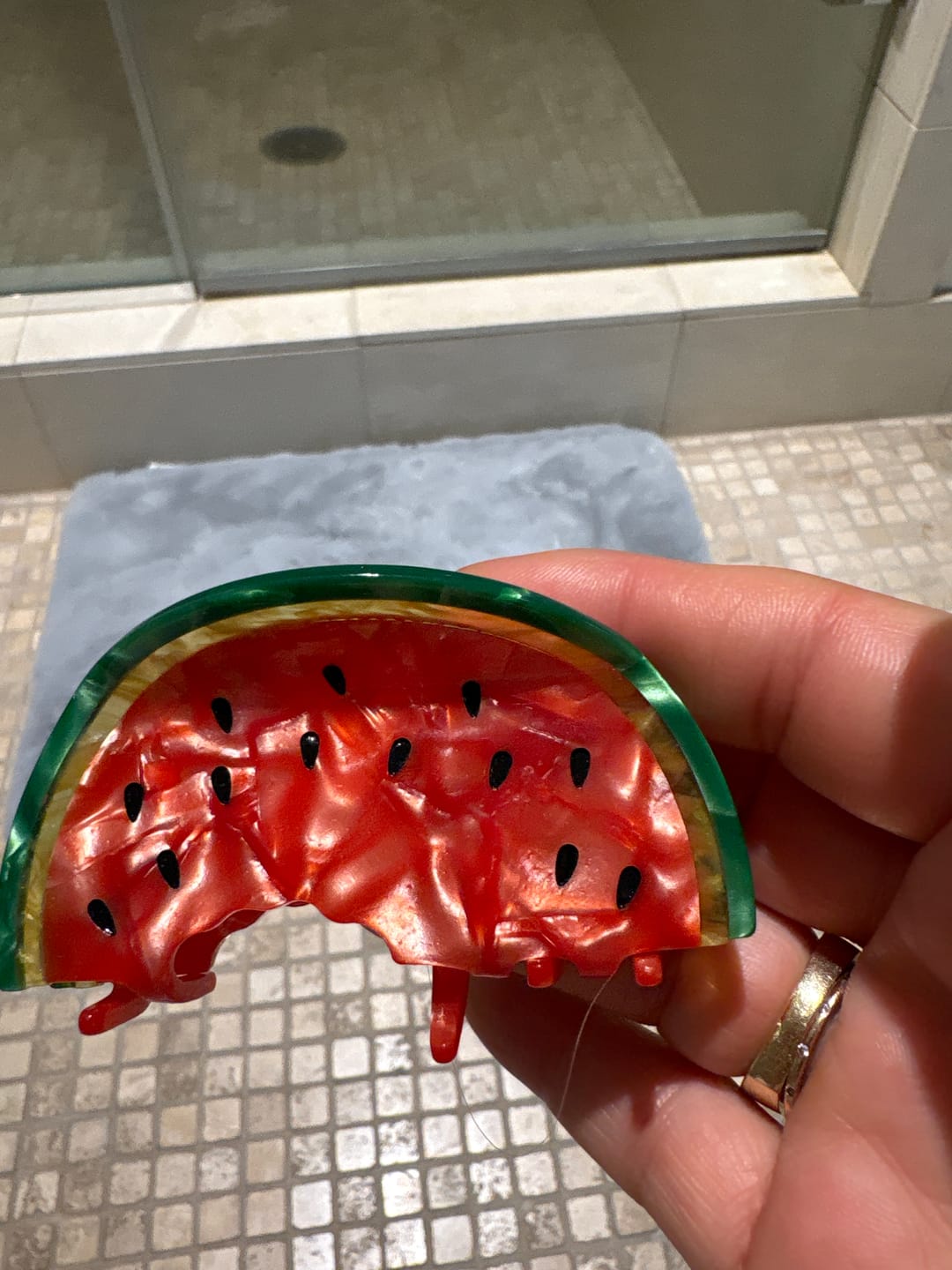 Customer photo review of Palestine Watermelon Hair Clip
