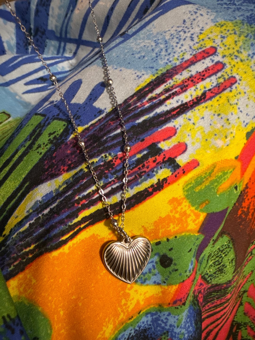 Customer photo review of Heart Pendant Necklace w/ Satellite Chain