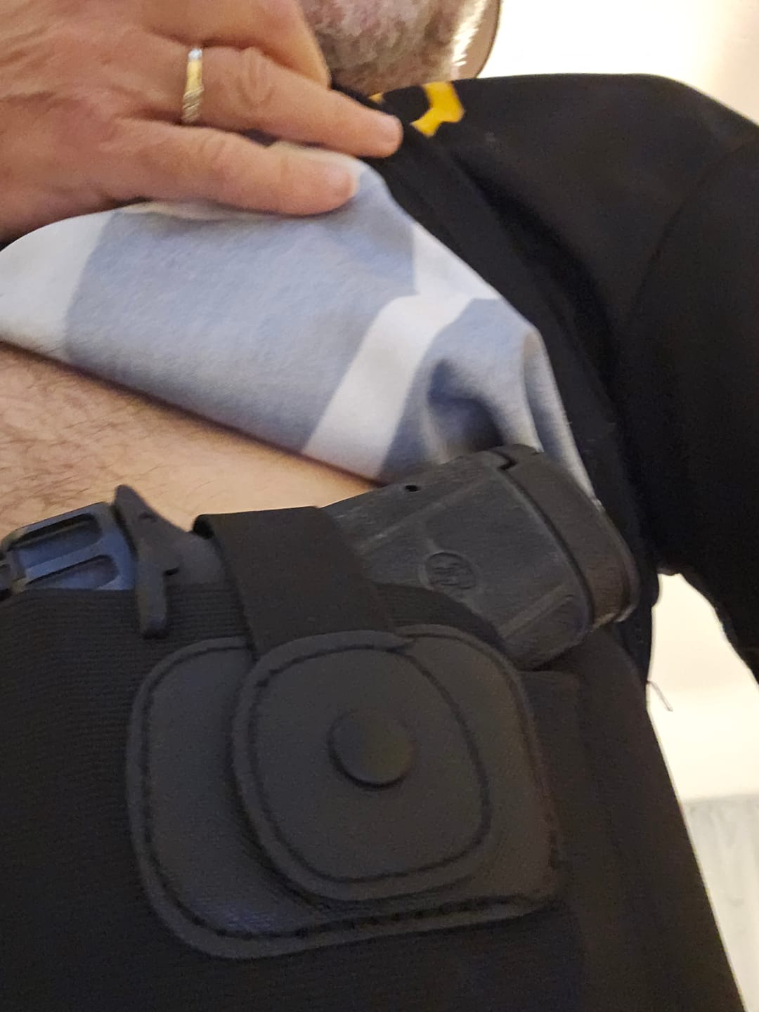 Customer photo review of BravoBelt Laser Fit Edition - Belly Band Holster for Concealed Carry | Compatible with Red Dot, Lasers & Tactical TLR Light Systems -Unisex (Black)