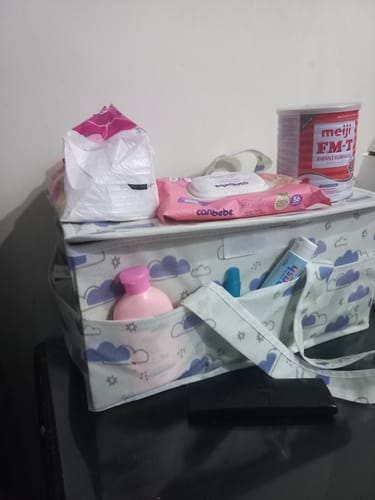 Customer photo review of Qoolish Diaper storage caddy Organizers with Lid! (Available in 6 colors)